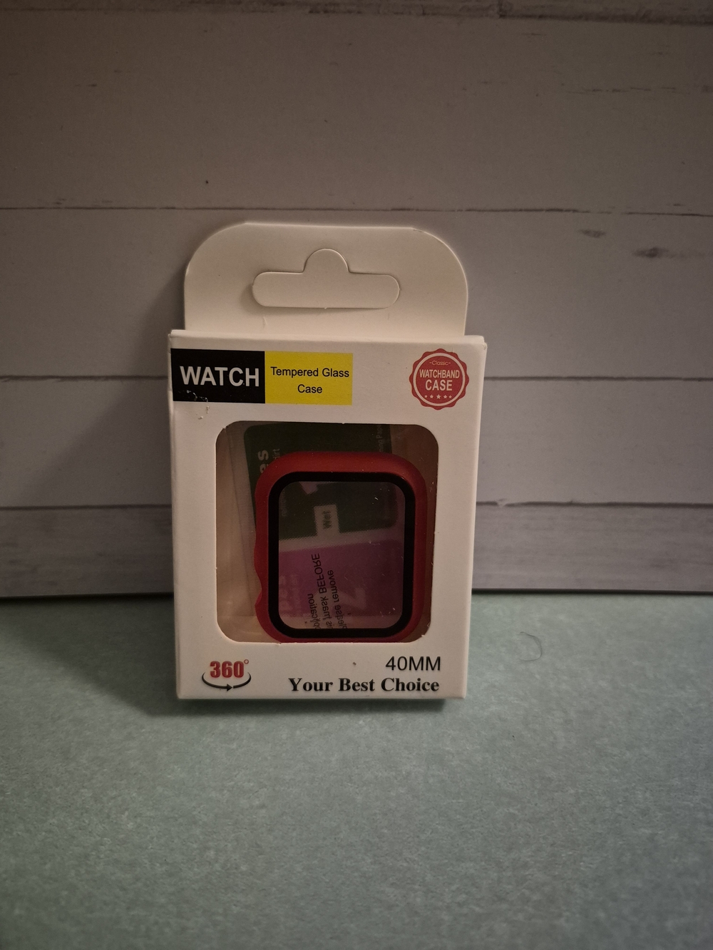 40mm Red Watch Case with Tempered Glass